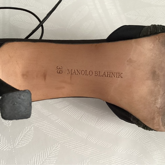 Manolo Blahnik Satin Ankle Strap Heels, Size 39 - Picture 9 of 11